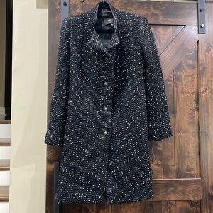 Kulson Wool Mohair Women's Black Sequin Peacoat Coat IT 36